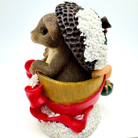 Fitz & Floyd Charming Tails "Holly Day Dreams" 93/501 Lidded Trinket Box Xmas - Picture 4 of 7